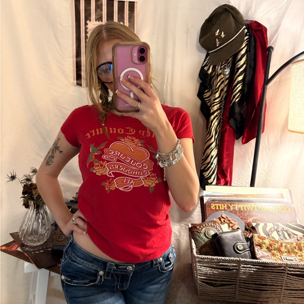 juicy couture red graphic baby tee shirt